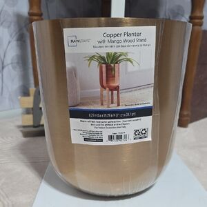 Mainstays Copper Planter with Mango Wood Stand